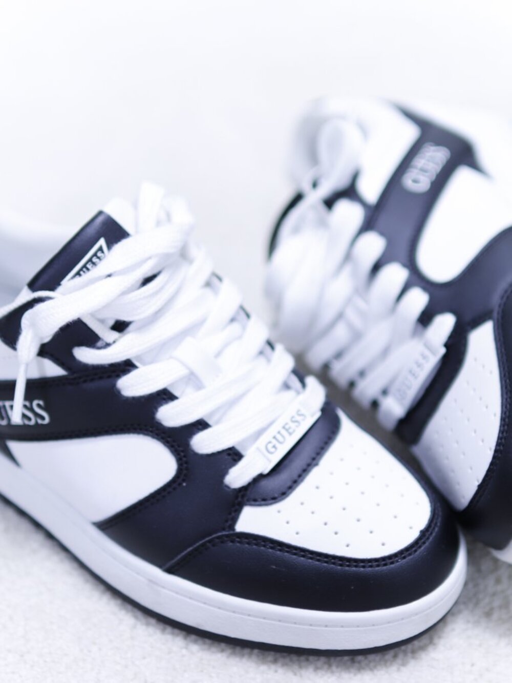 GUESS Black and White Low Top Court Sneakers Panda Colorway Size 7.5 Women